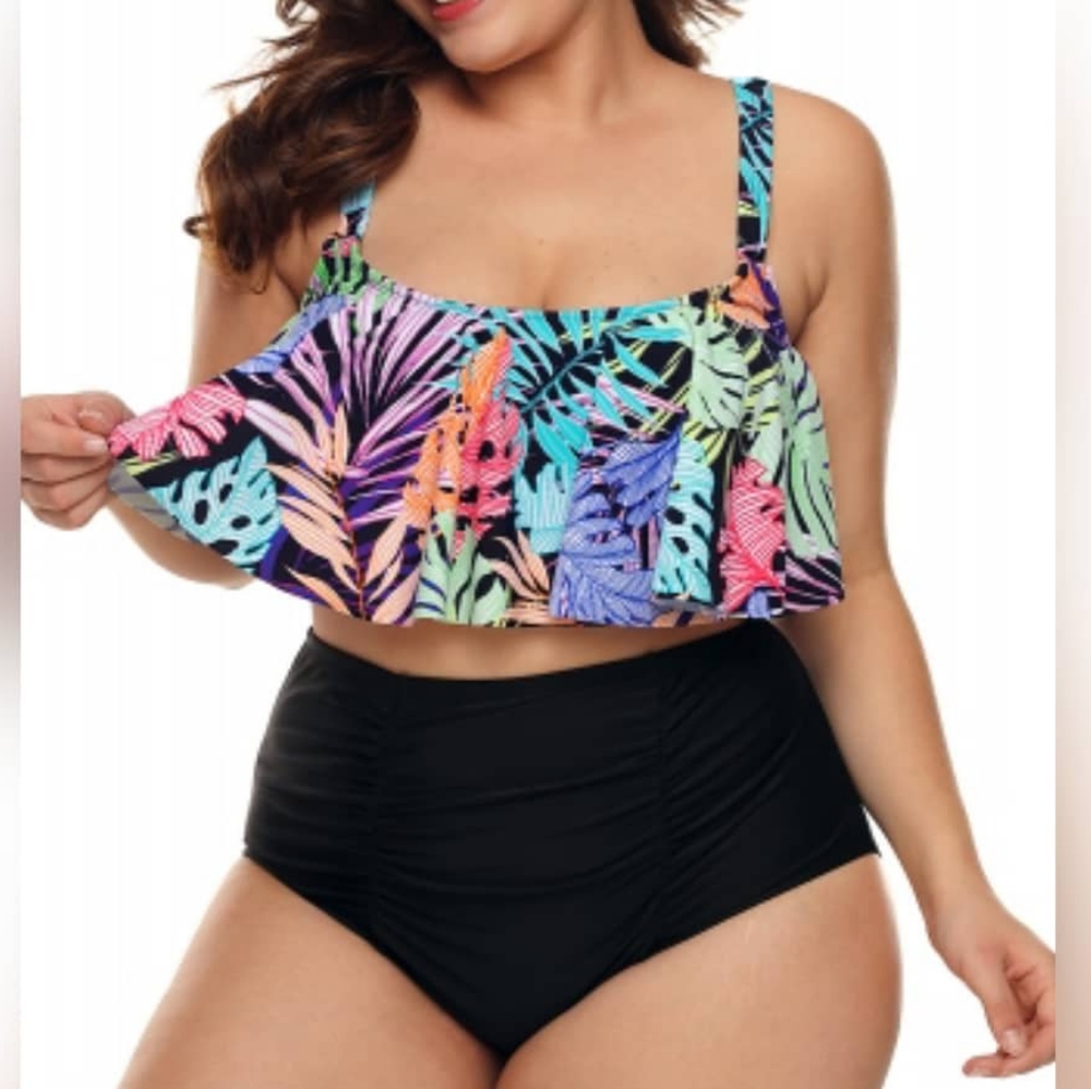 Plus Size Tropical Island Highwaist Swim